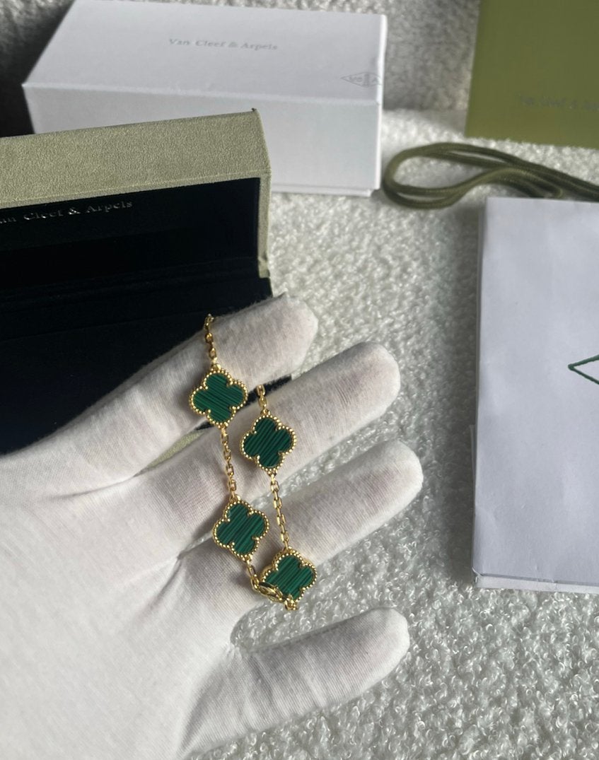 Van Cleef & Arpels Malachite Armband, Ophalen of Verzenden, Zo goed als nieuw, Goud