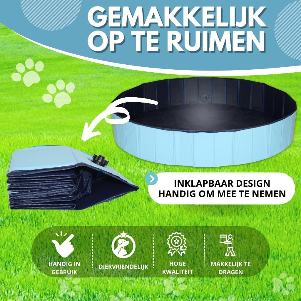 Hondenzwembad + borstel | Zwembad voor honden | Ø120x30cm, Dieren en Toebehoren, Honden-accessoires, Overige merken, Hondenspeelgoed