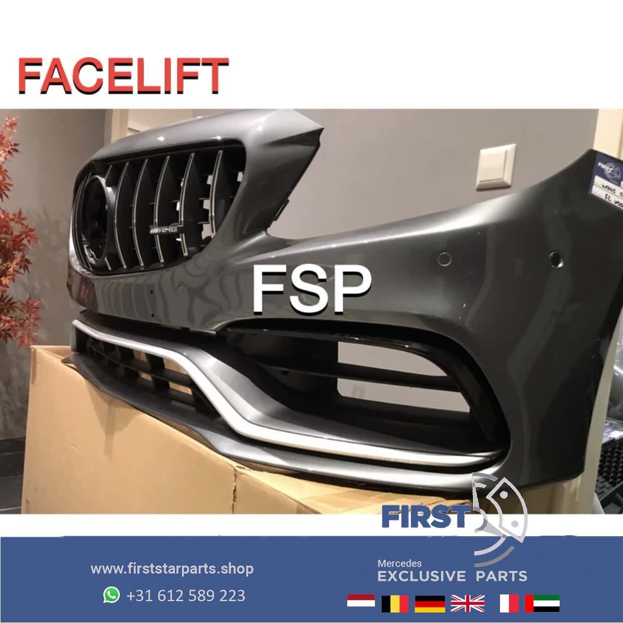 W205 C63 AMG FACELIFT VOORBUMPER COMPLEET Mercedes C Klasse, Auto-onderdelen, Carrosserie en Plaatwerk, Gebruikt, -, Voor, Ophalen of Verzenden