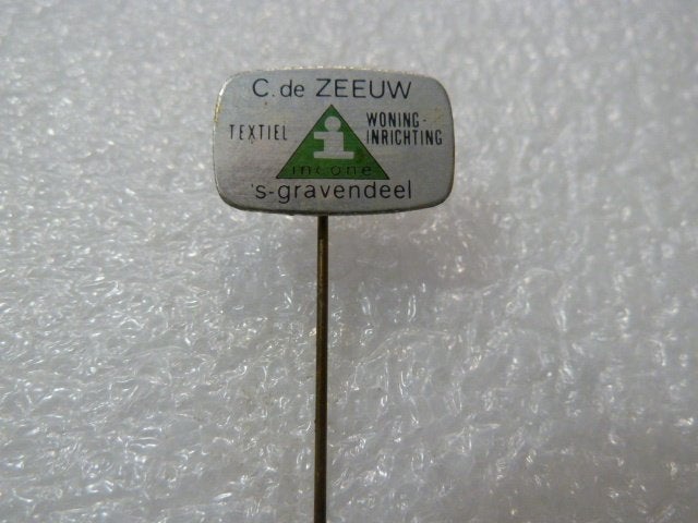 Vintage Reclame Speldje C. de Zeeuw 's-Gravendeel, Verzamelen, Ophalen of Verzenden, Gebruikt, Overige onderwerpen, Speldje of Pin