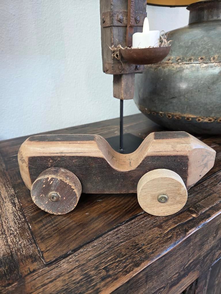 Vintage Houten Duwwagen Speelgoed Nandi India oosters, Ophalen of Verzenden