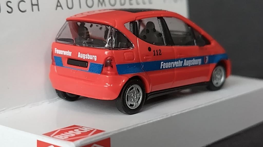 Mercedes Benz A Klasse Feuerwehr Augsburg 1:87 Busch Pol, Overige merken, Busch Gmbh, Auto, Verzenden