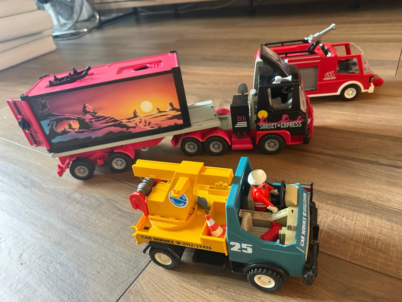 Playmobil Voertuigen: Vrachtwagen, Sleepwagen, Brandweerwage, Ophalen, Gebruikt, Complete set, Voertuig