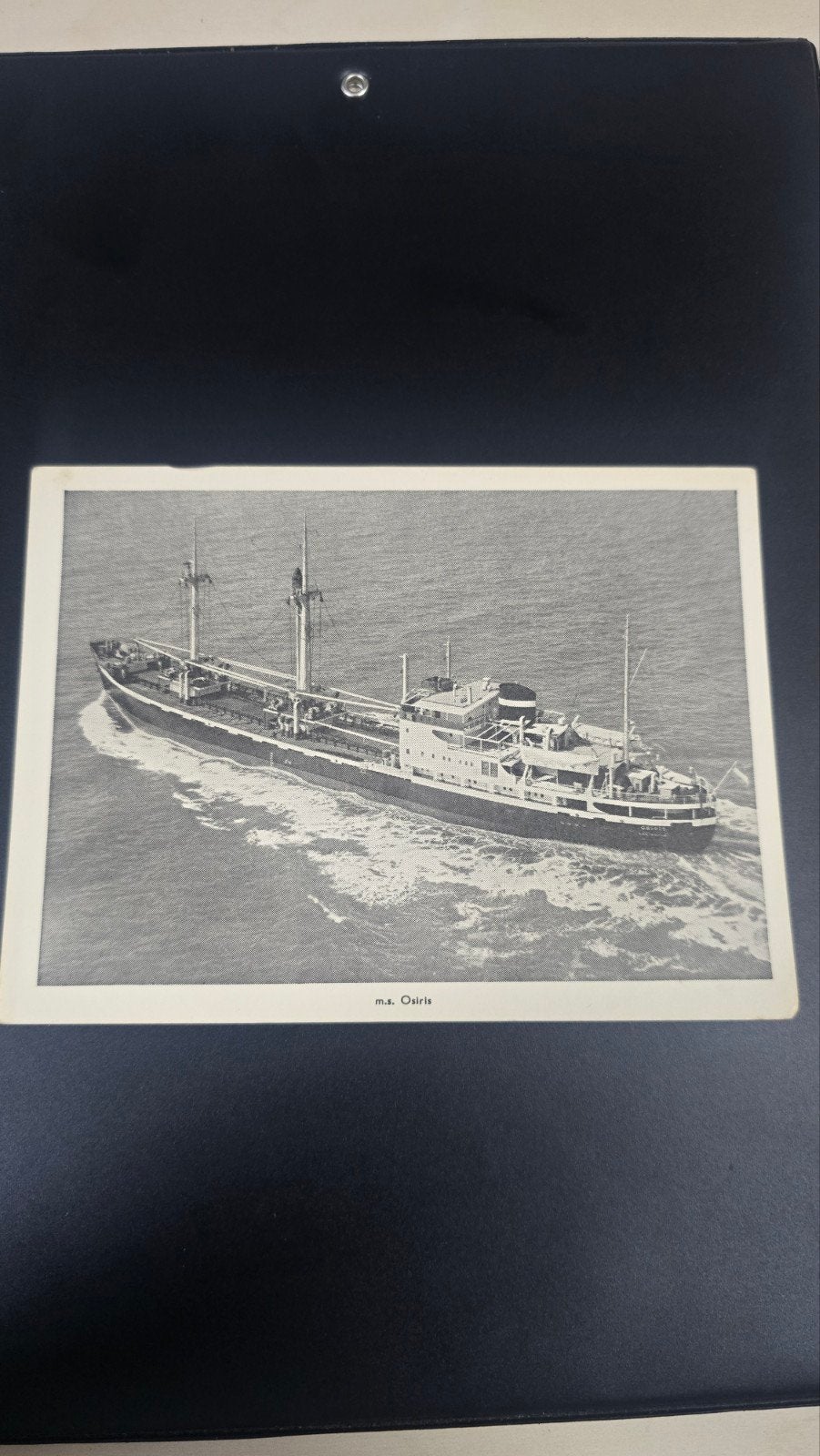 Zwart-wit foto m.s. Osiris schip, Ophalen of Verzenden, Gebruikt
