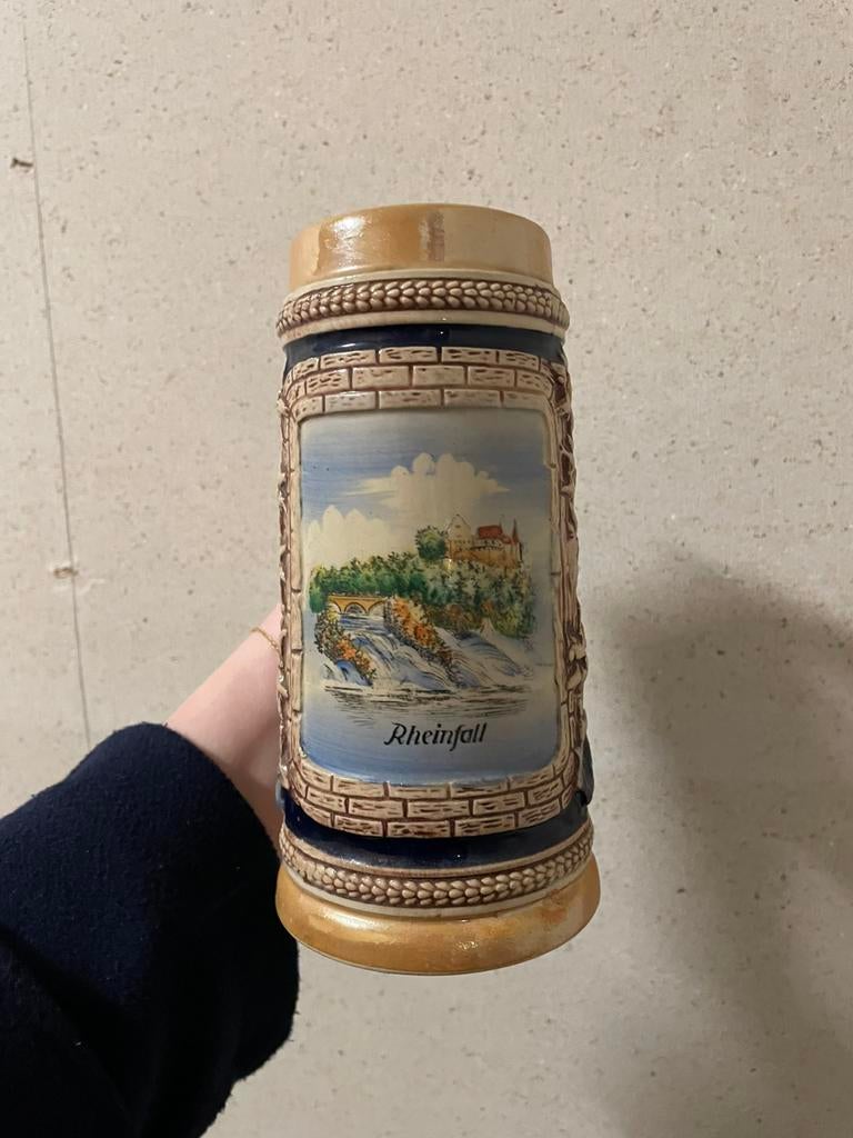 Antieke bier pul rheinfall Duitsland print, Verzamelen, Ophalen of Verzenden, Zo goed als nieuw, Pul(len), Overige merken