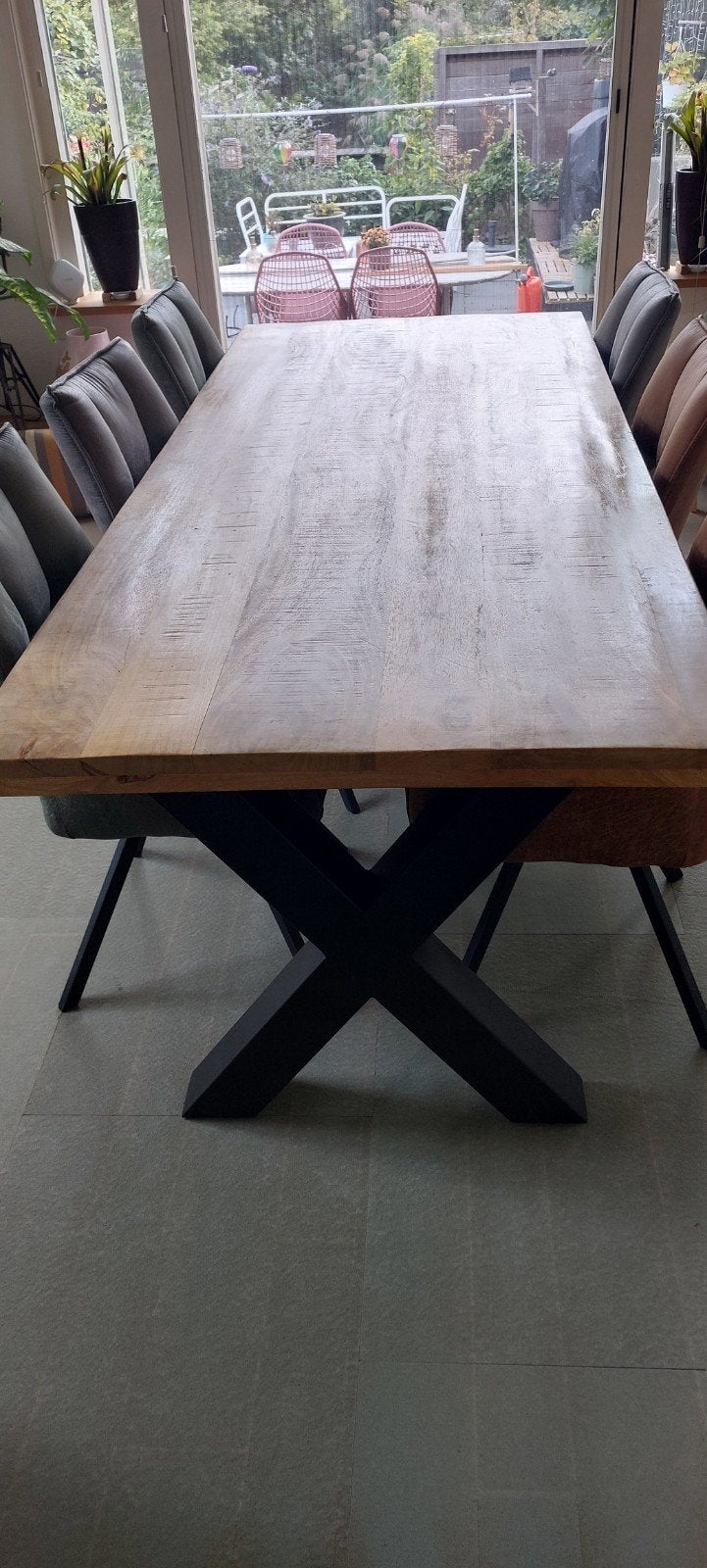 mangohouten eettafel 240x100, 100 tot 150 cm, 200 cm of meer, Ophalen of Verzenden, Zo goed als nieuw