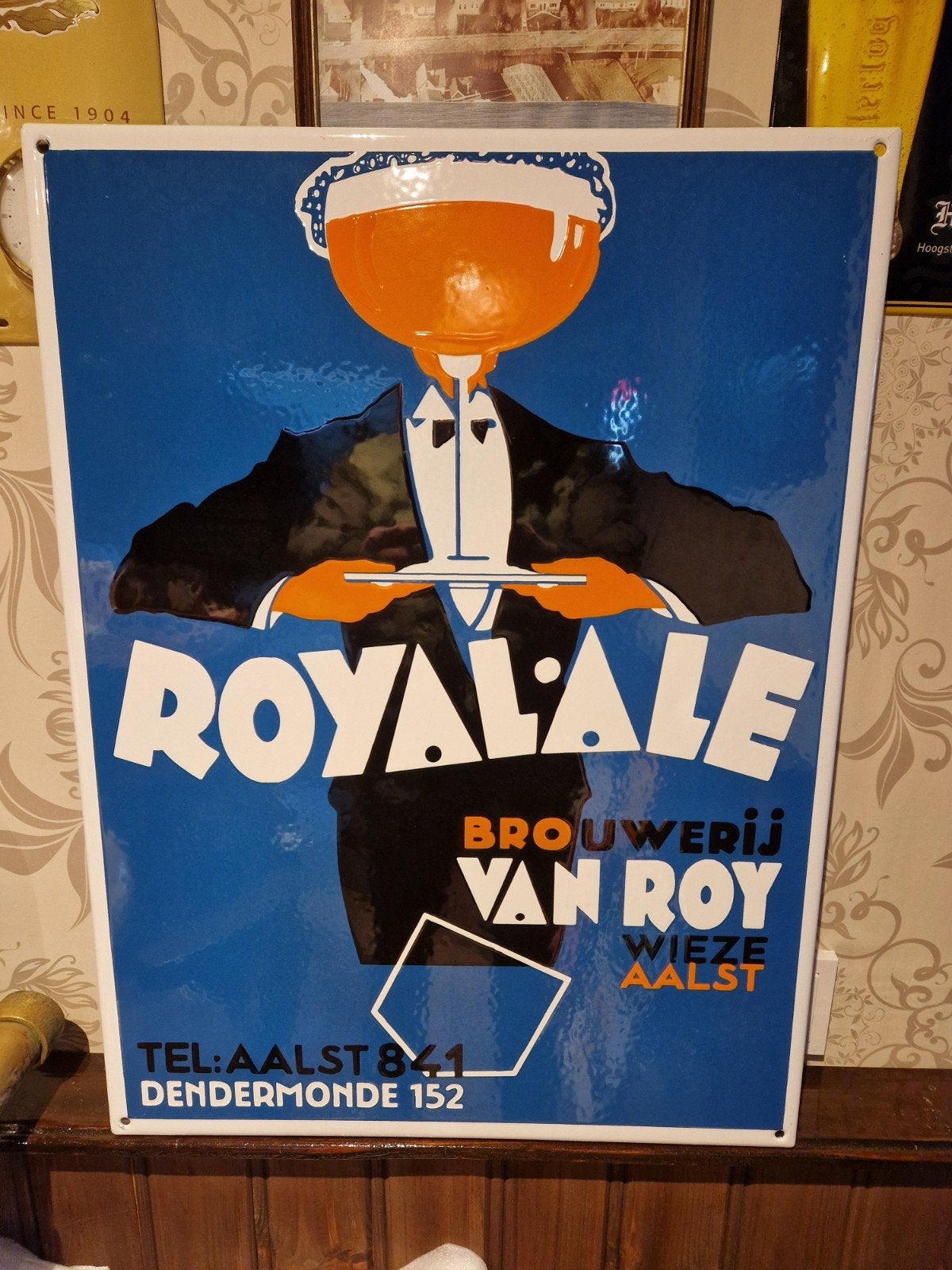 Van Roy Aalst emaille bord, Ophalen of Verzenden, Zo goed als nieuw, Reclamebord
