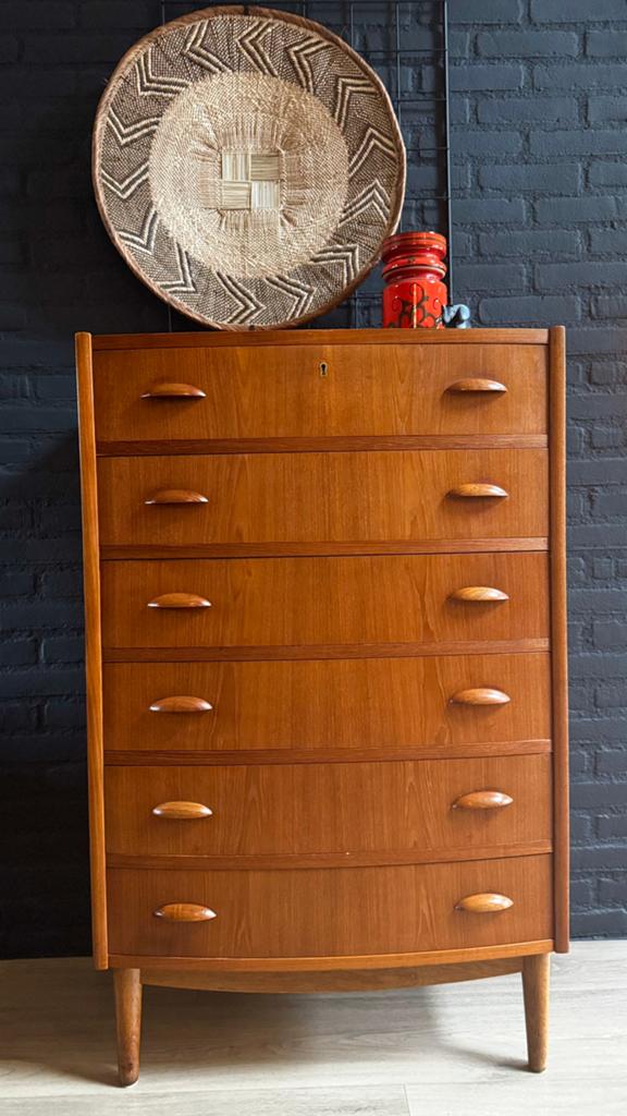 Deense Scandinavische design teak vintage jaren 60 ladenkast, Huis en Inrichting, Kasten | Ladekasten, Ophalen, 5 laden of meer