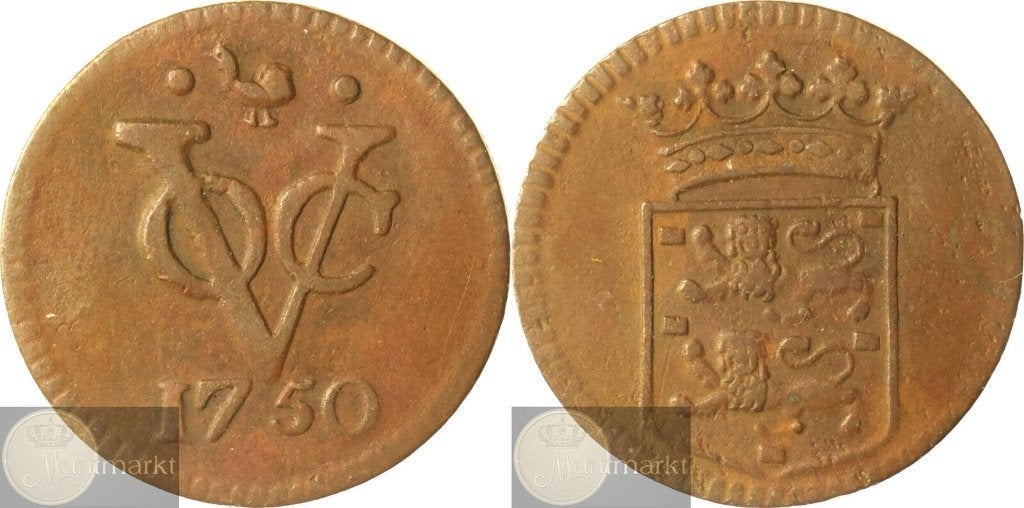 V.O.C. - West-Friesland - Duit 1750 - Medemblik, Ophalen of Verzenden, Vóór koninkrijk, Overige waardes, Losse munt