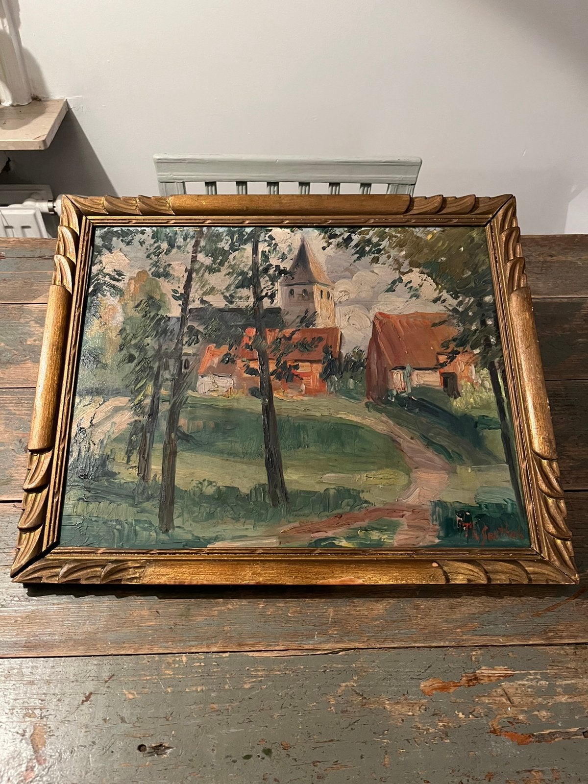 KUNST KLASSIEK SCHILDERIJ KERK THÉOPHILE GOETHALS BELGISCH, Antiek en Kunst, Paneel, Impressionistisch, Ophalen of Verzenden, Gesigneerd