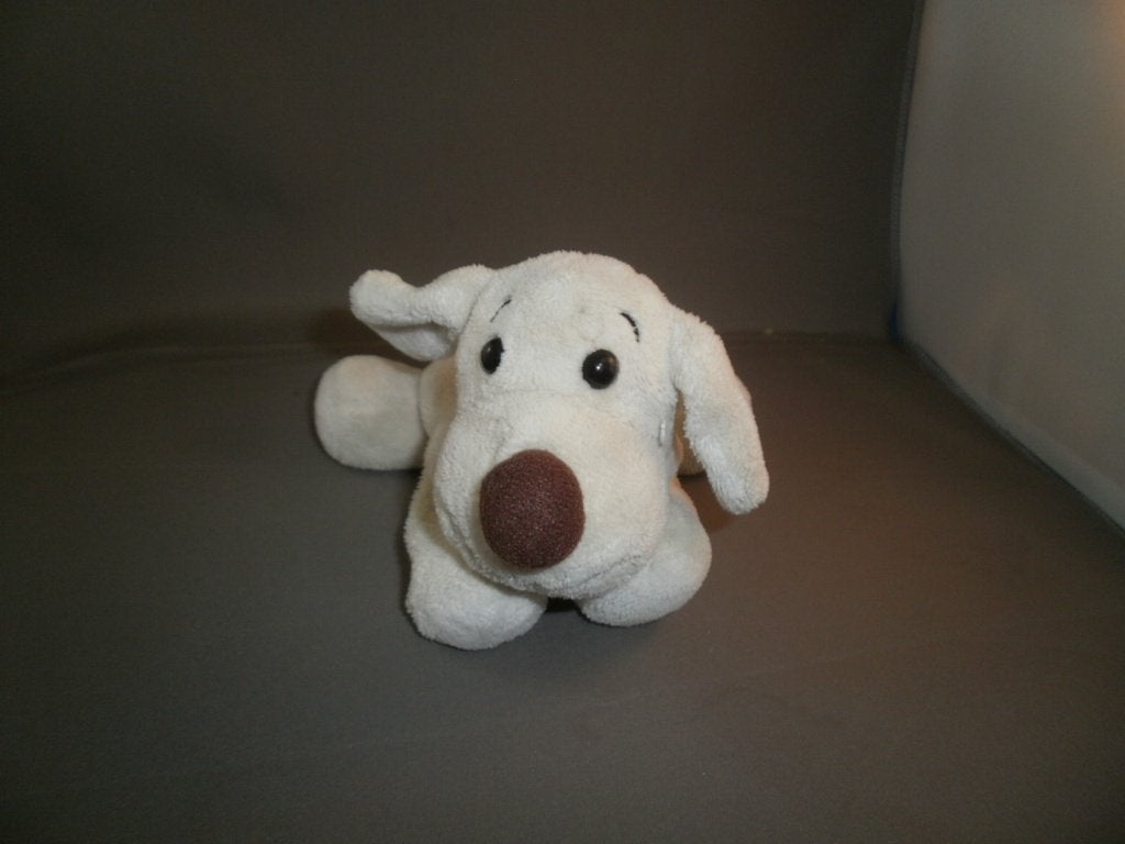Evora hond/hondje crème en donkerbruine neus velours korrels, Kinderen en Baby's, Speelgoed | Knuffels en Pluche, Overige merken