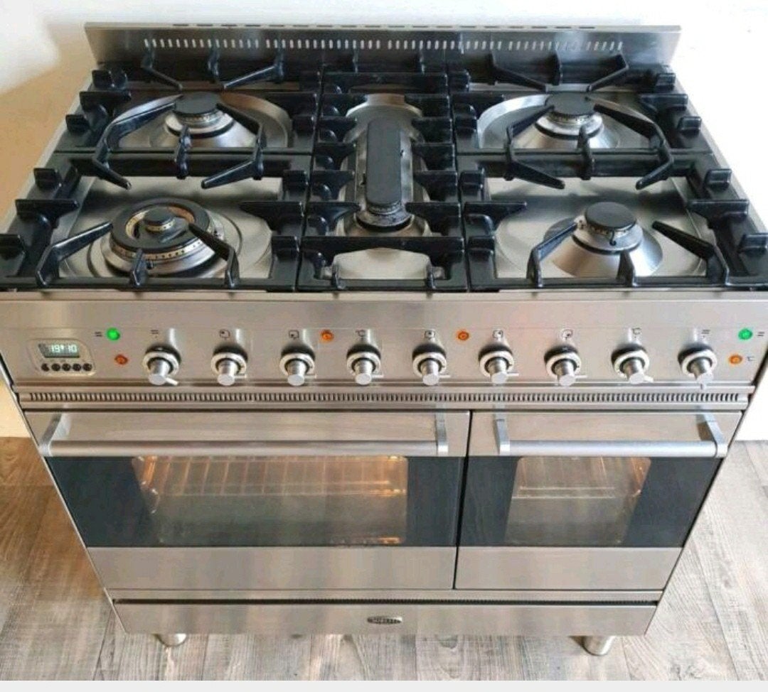 Belling Fornuis met Dubbele Oven en Gasfornuis, Hete lucht, 60 cm of meer, Ophalen of Verzenden, Zo goed als nieuw