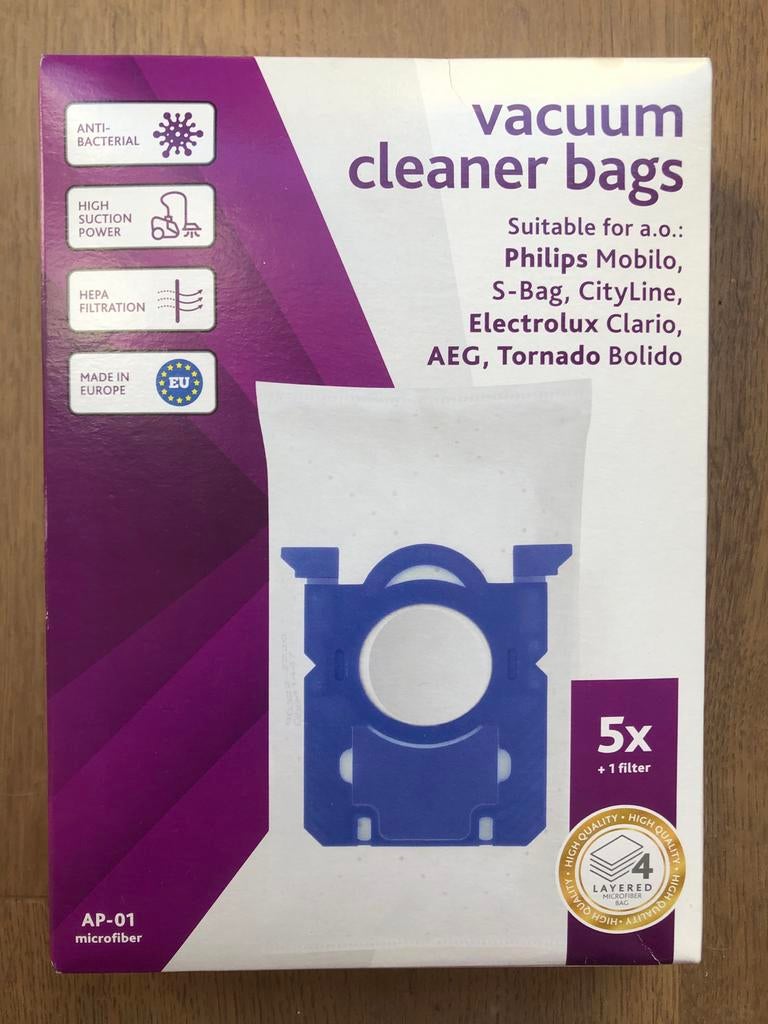 5x Microfiber Stofzuigerzakken + 1 filter - Universeel, Witgoed en Apparatuur, Ophalen of Verzenden, Nieuw, Stofzak, Overige typen