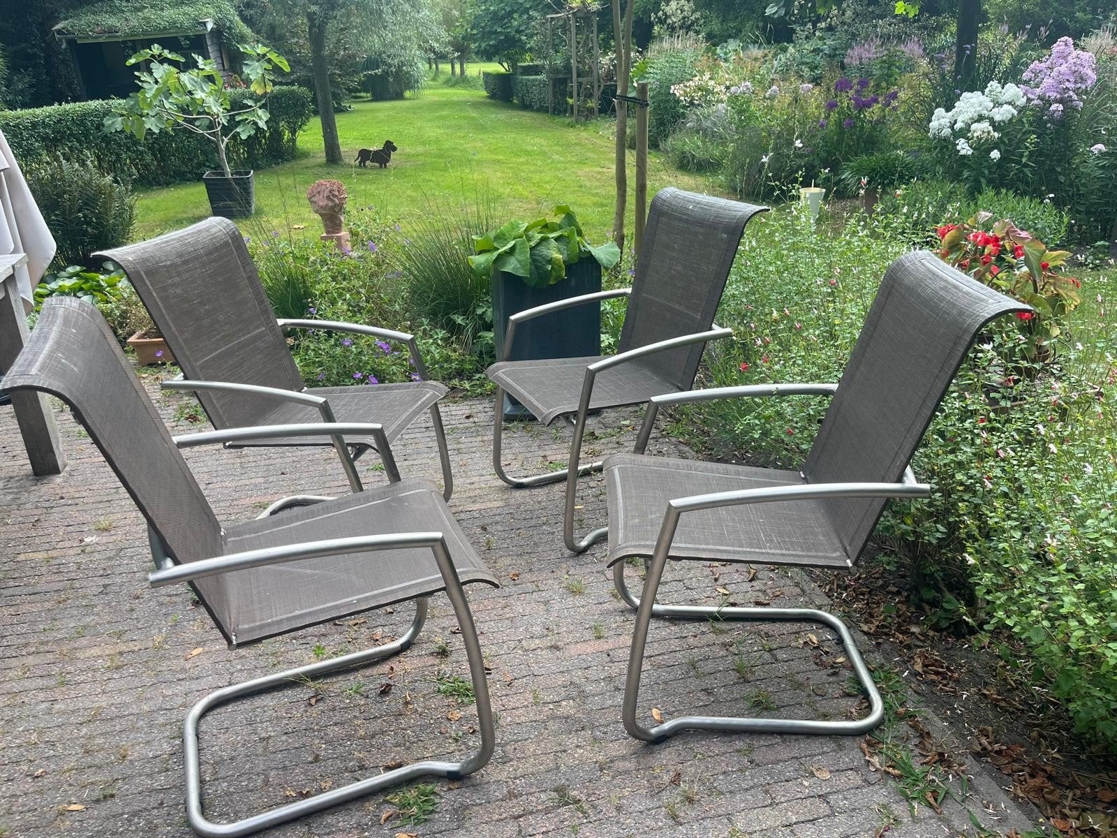 4 tuinstoelen van Seasons Outdoor batyline, rvs, Tuin en Terras, Ophalen, Gebruikt, Wicker