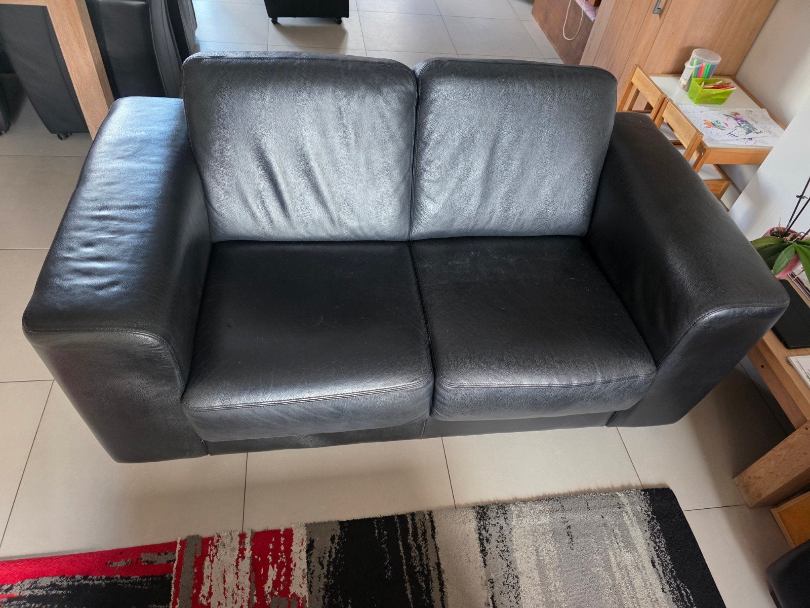 Goosens zwart leren bankstel 2,5 + 2 zits, Huis en Inrichting, Ophalen, Gebruikt, Overige maten, 150 tot 200 cm