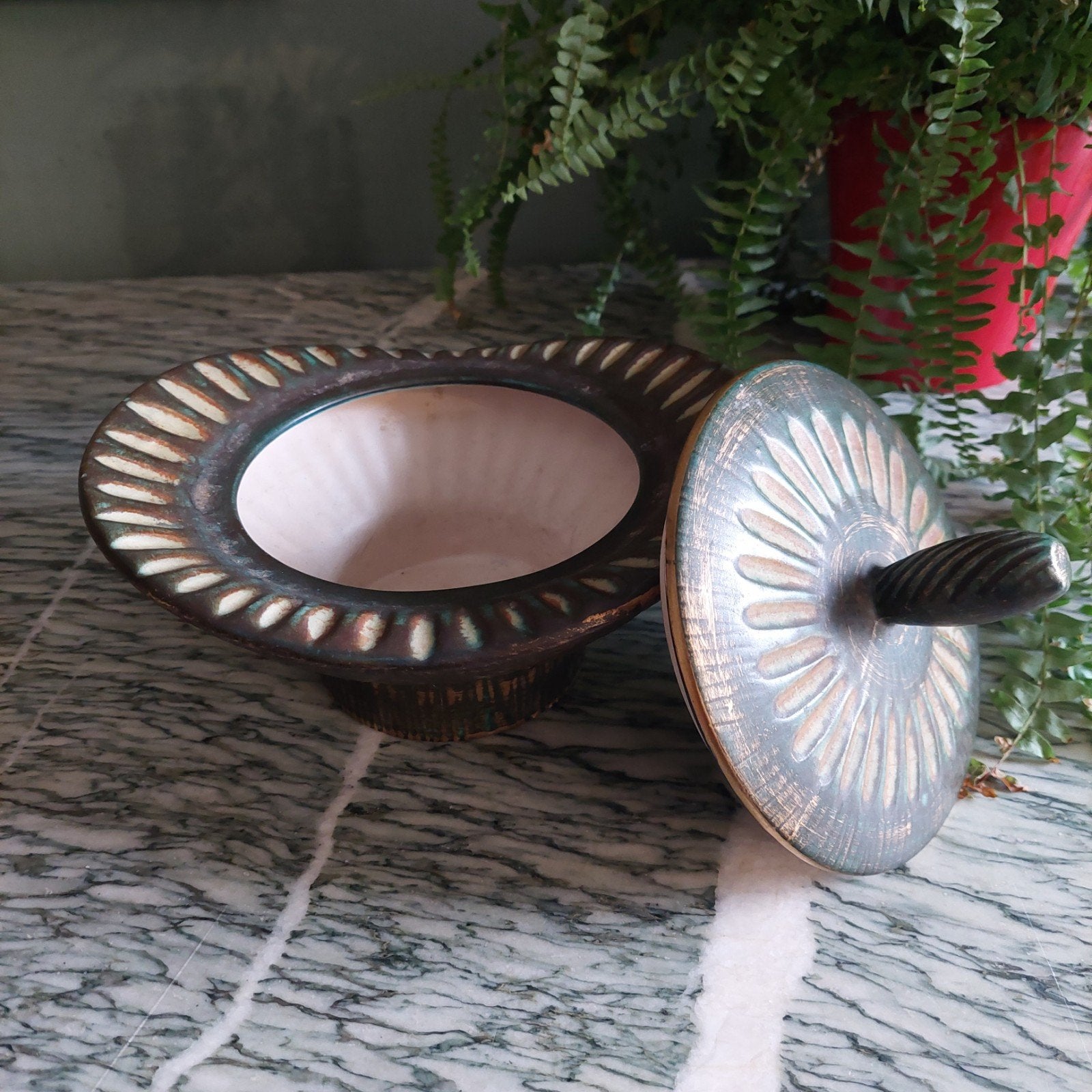 Zeldzame Vintage Coceram Design schaal met deksel jaren '50, Ophalen of Verzenden