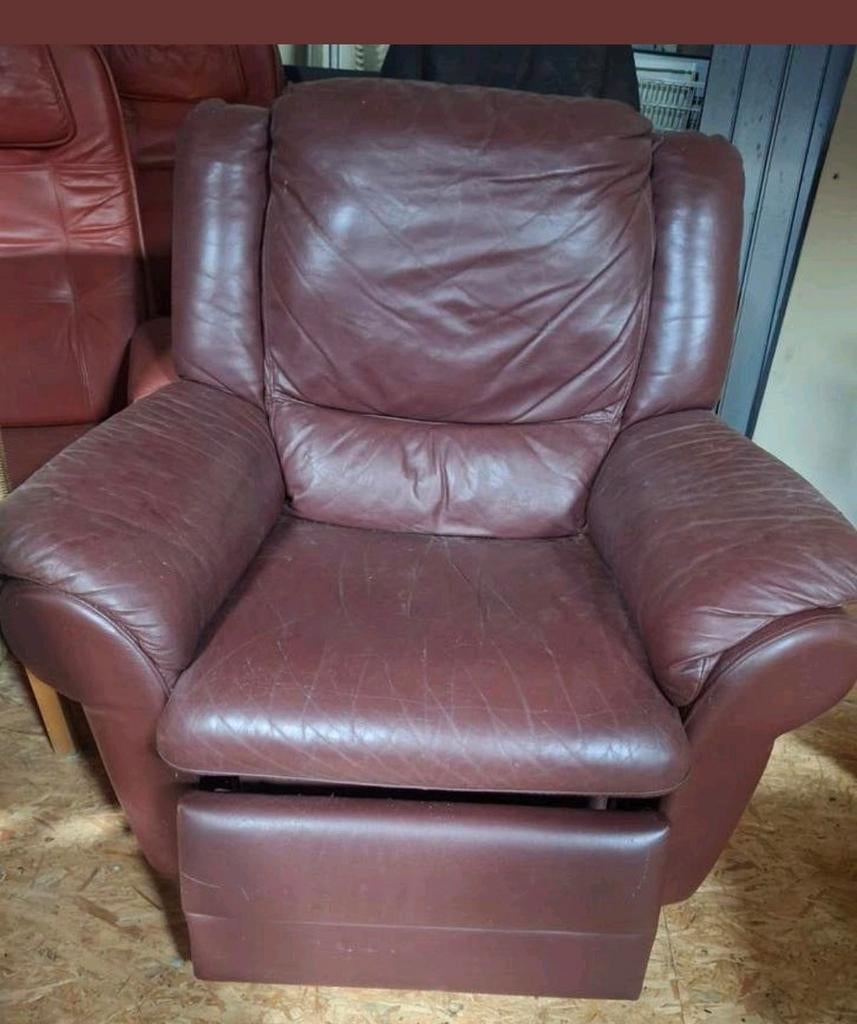 Lederen fauteuil, Ophalen, Gebruikt, 75 tot 100 cm, 75 tot 100 cm
