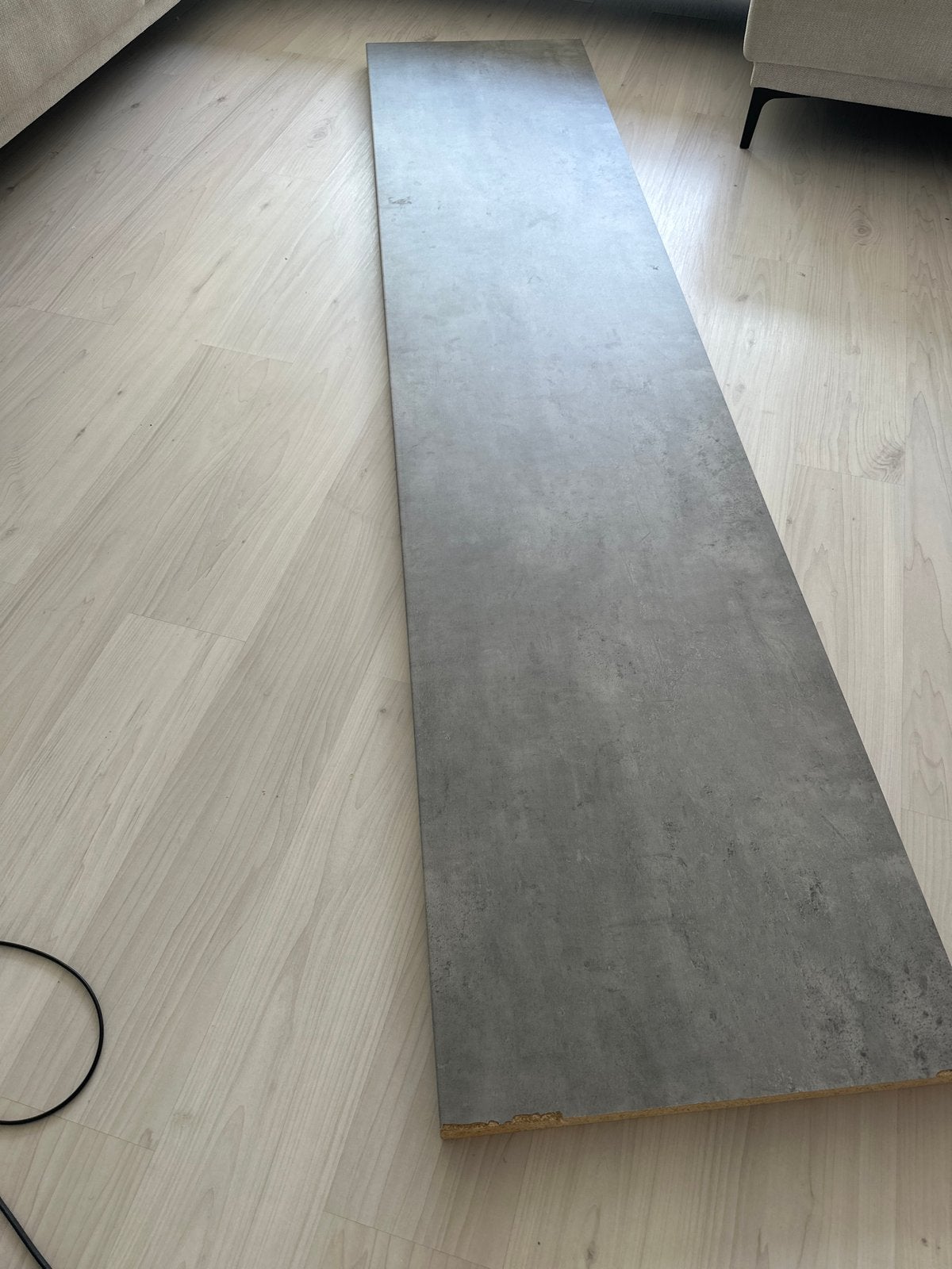 Grijze HPL plaat, 270 cm lang, betonlook keuken, Ophalen, Nieuw, Betonplex, 100 mm of meer