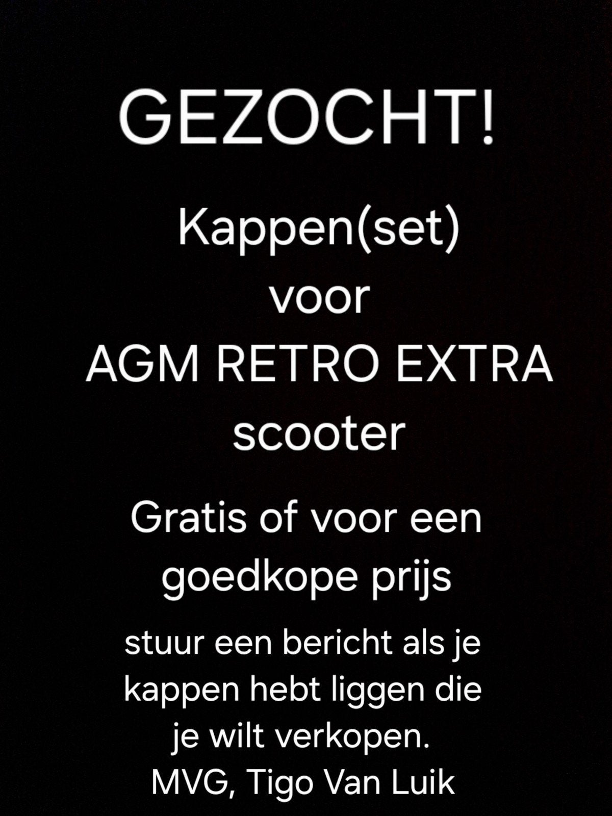GEZOCHT! Kappen voor AGM RETRO EXTRA Scooter., Ophalen, Kap, Overige merken