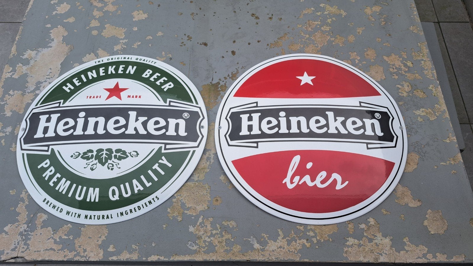 emaille reclameborden - Heineken, Verzamelen, Ophalen of Verzenden, Reclamebord, Plaat of Schild, Heineken