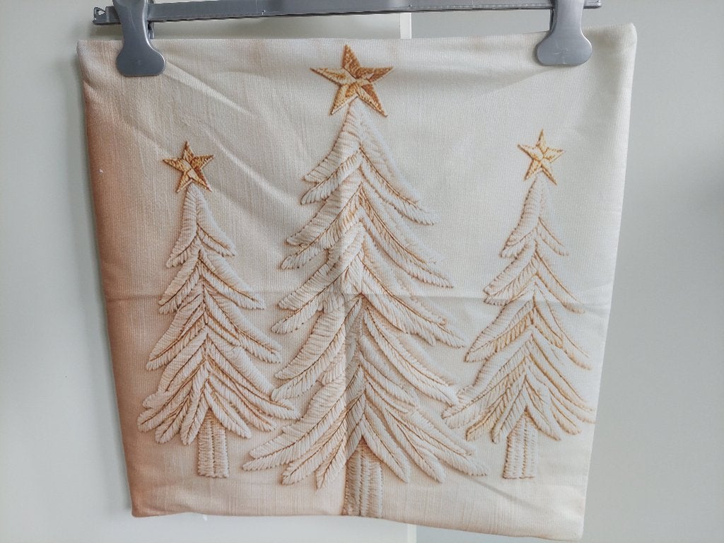 Sierkussenovertrek "Kerstboom" (NIEUW), Beige, Vierkant, Nieuw, Ophalen of Verzenden