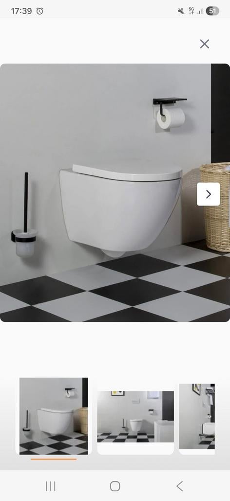Saniclear Jama compact randloos hangend toilet met bril, Ophalen, Nieuw, Toilet