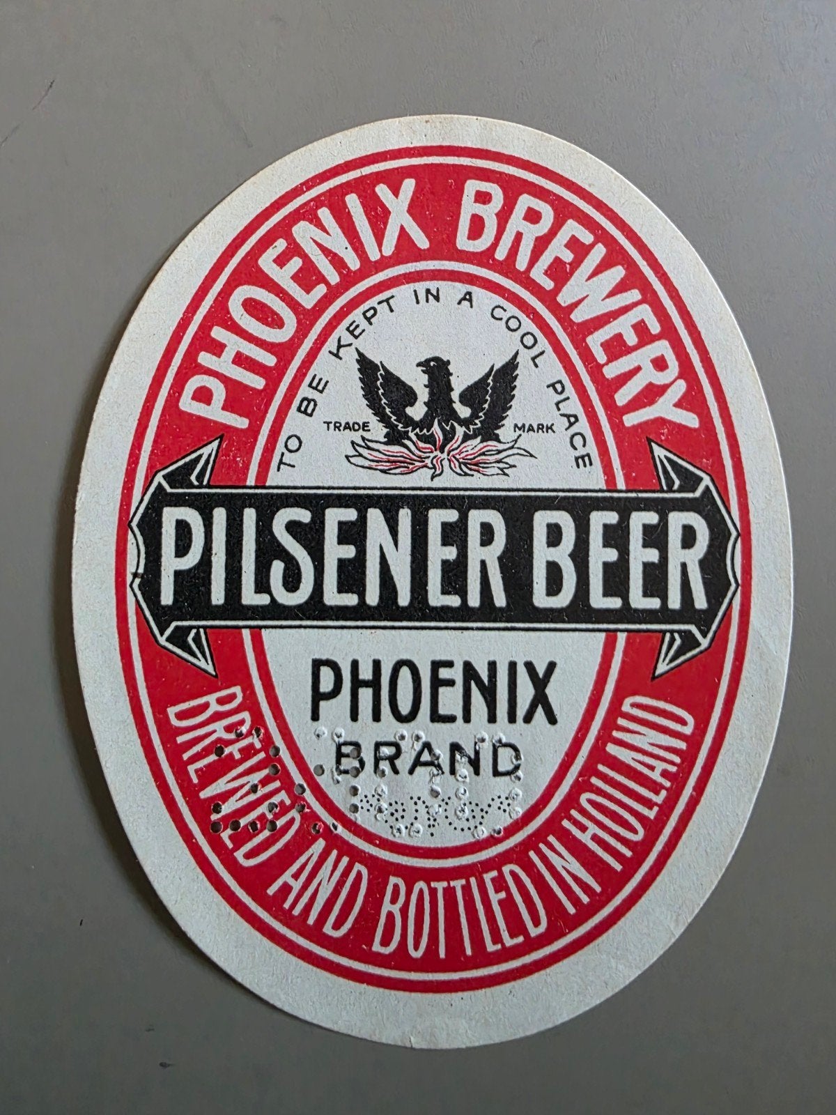 116)lORIGINEEL BIERETIKET PHOENIX BREWERY AMERSFOORT PILSENE, Verzamelen, Verzenden, Zo goed als nieuw, Overige typen, Overige merken
