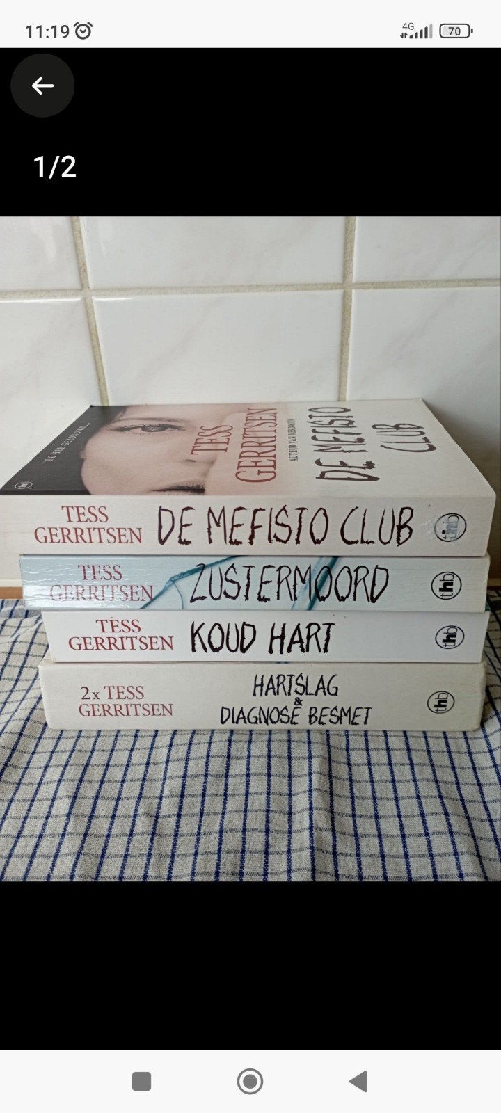 Tess Gerritsen boeken:  Mefisto Club, Zusterwoord, Koud H, Boeken, Ophalen, Gelezen, Tess Gerritsen