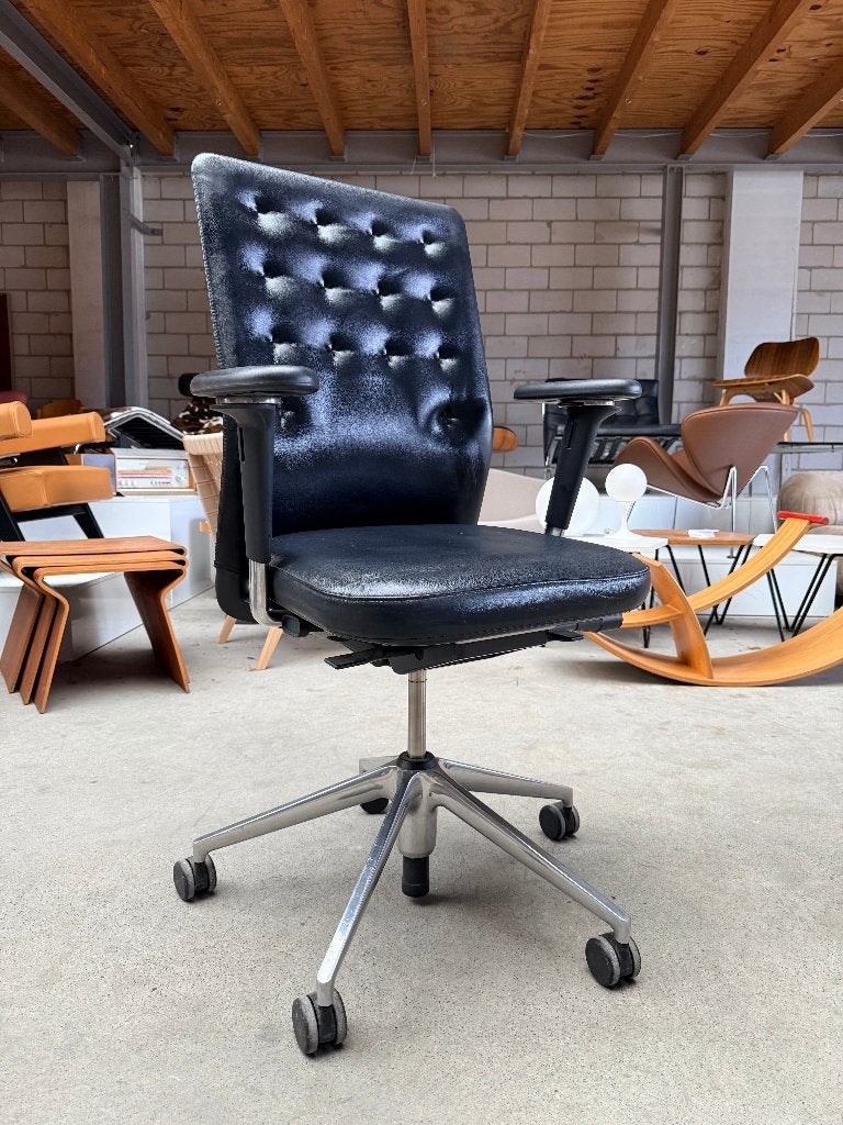 Vitra ID Trim bureaustoel zwart leer, Huis en Inrichting, Bureaustoelen, Ophalen, Gebruikt, Zwart, X