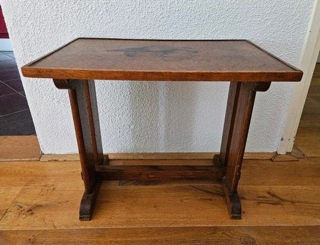 Massief houten bijzet tafel, jaren 60/70 - plantentafeltje, Ophalen, Minder dan 45 cm, Minder dan 55 cm, Gebruikt