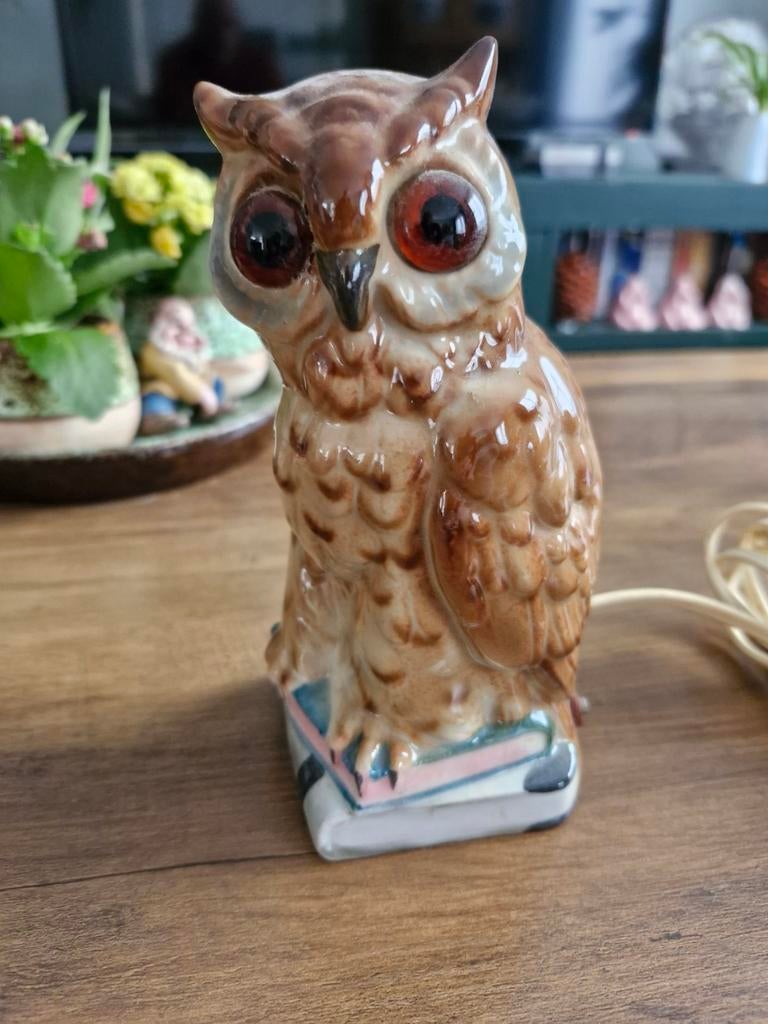 Oude porseleinen Uil tafellamp uit de jaren '40., Antiek en Kunst, Ophalen of Verzenden
