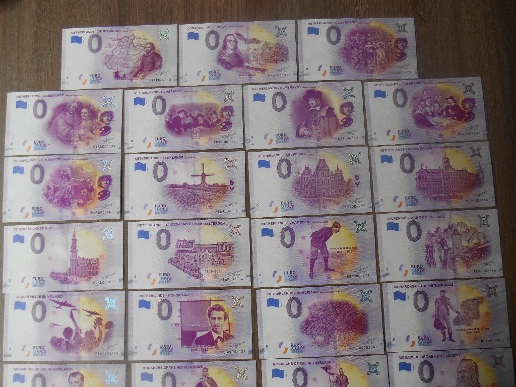 0 eurobiljet Nederland diversen 31 stuks los te koop, Ophalen of Verzenden, Euro's, Los biljet