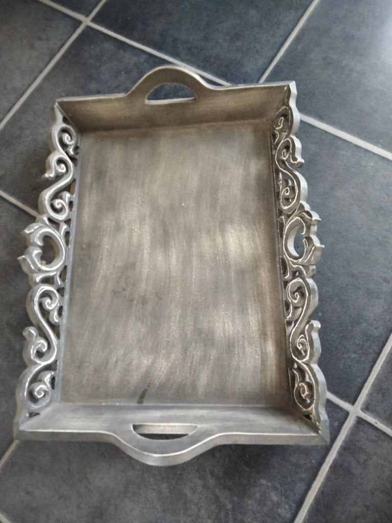 Grijs dienblad, Huis en Inrichting, Woonaccessoires | Dienbladen, Met opstaande rand, Ophalen of Verzenden, Zo goed als nieuw