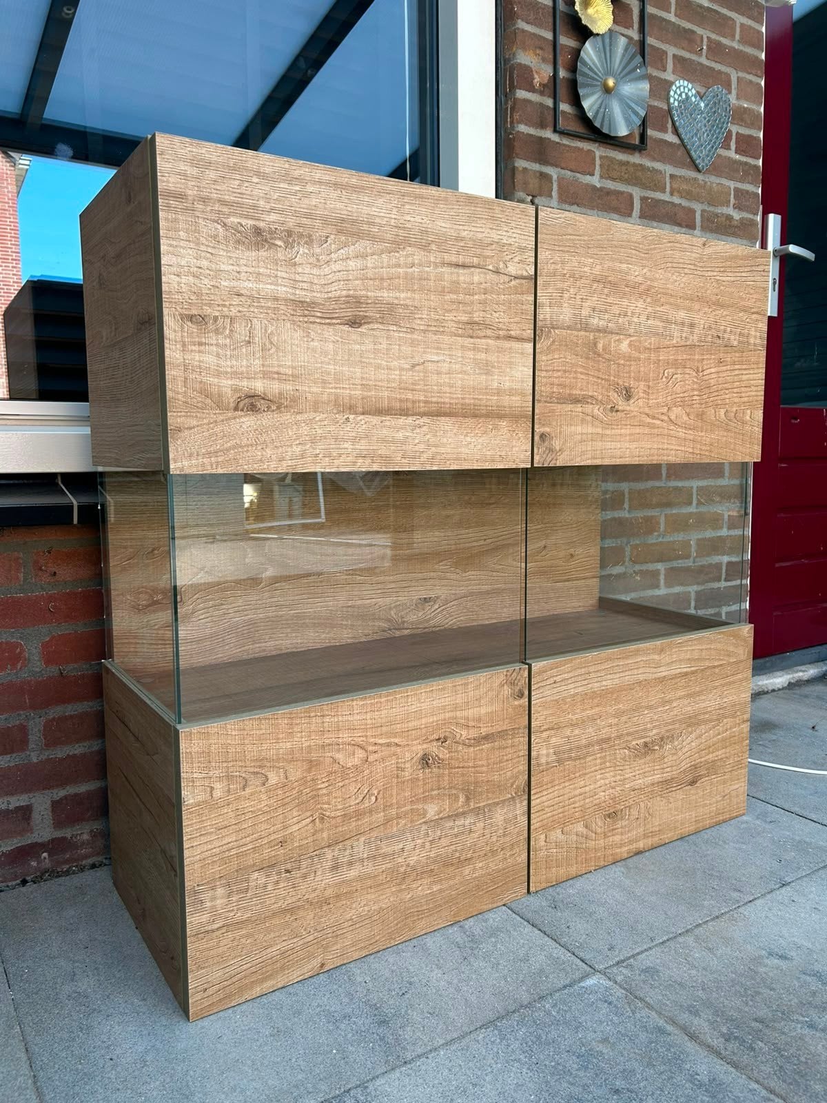 VITRINEKAST EIKENBRUIN, Ophalen, 25 tot 50 cm, 50 tot 100 cm, Minder dan 100 cm