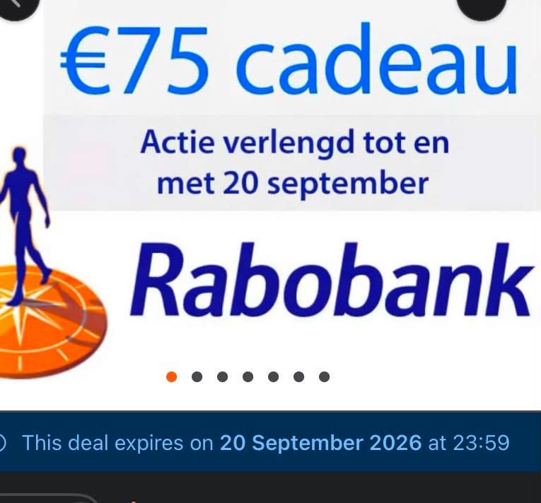 Open a payment accoubt and get 75e reward, Eén persoon, September