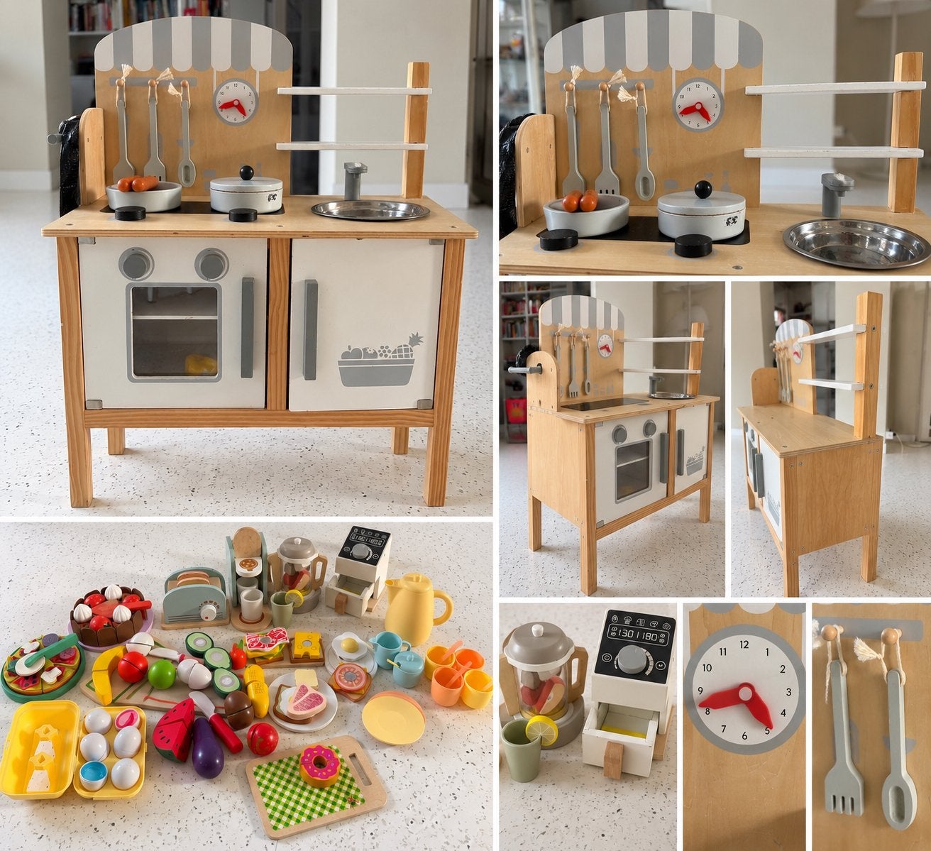 Houten Speelgoedkeuken met Uitgebreide Accessoires Set, Kinderen en Baby's, Ophalen of Verzenden, Gebruikt, Meubelstuk of Keukentje