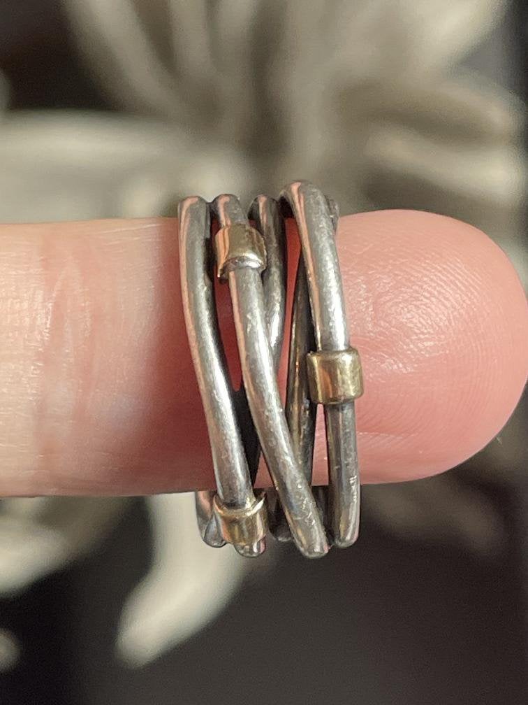 Zilver met 14 karaat goud pandora ring retired, Gebruikt, Ophalen of Verzenden, 17 tot 18, Nvt
