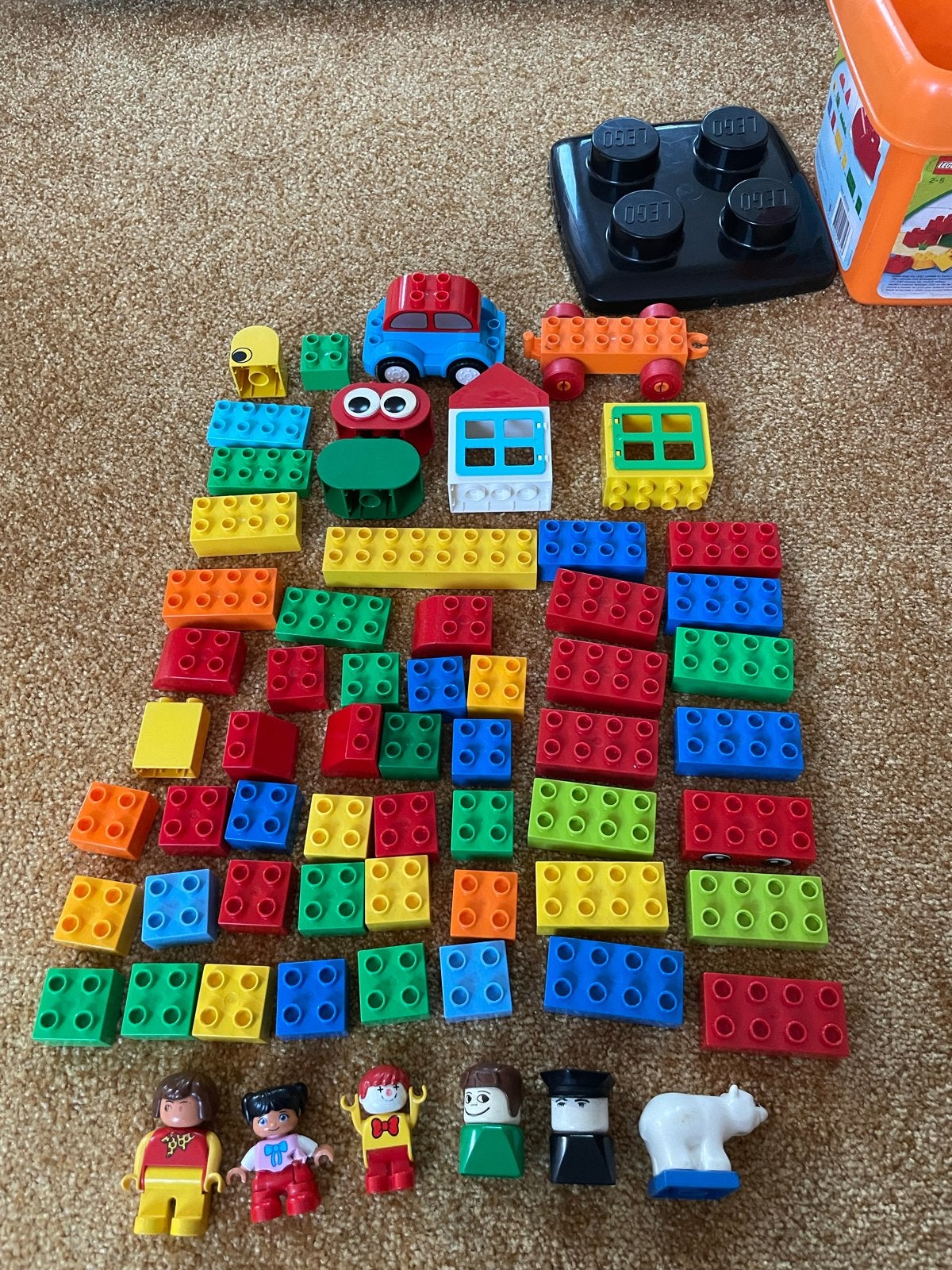 Lego duplo speelgoed in bak, Inclusief minifiguren, Gebruikt, Ophalen of Verzenden, Duplo