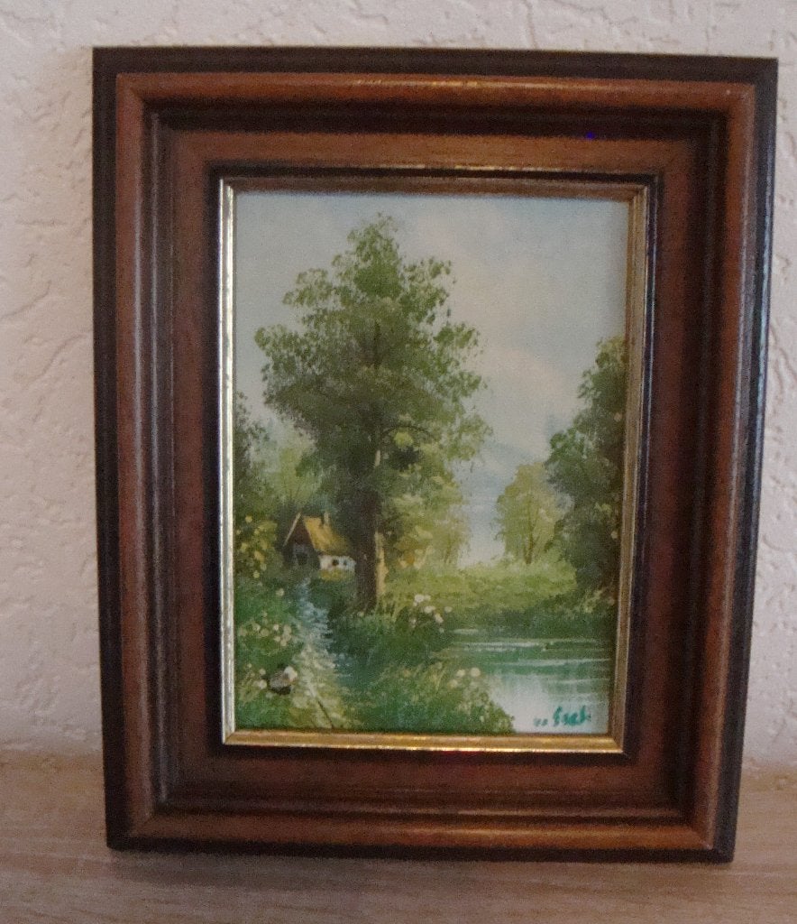 boerderij aan ven / klassiek landschap - ingelijst, Ophalen of Verzenden