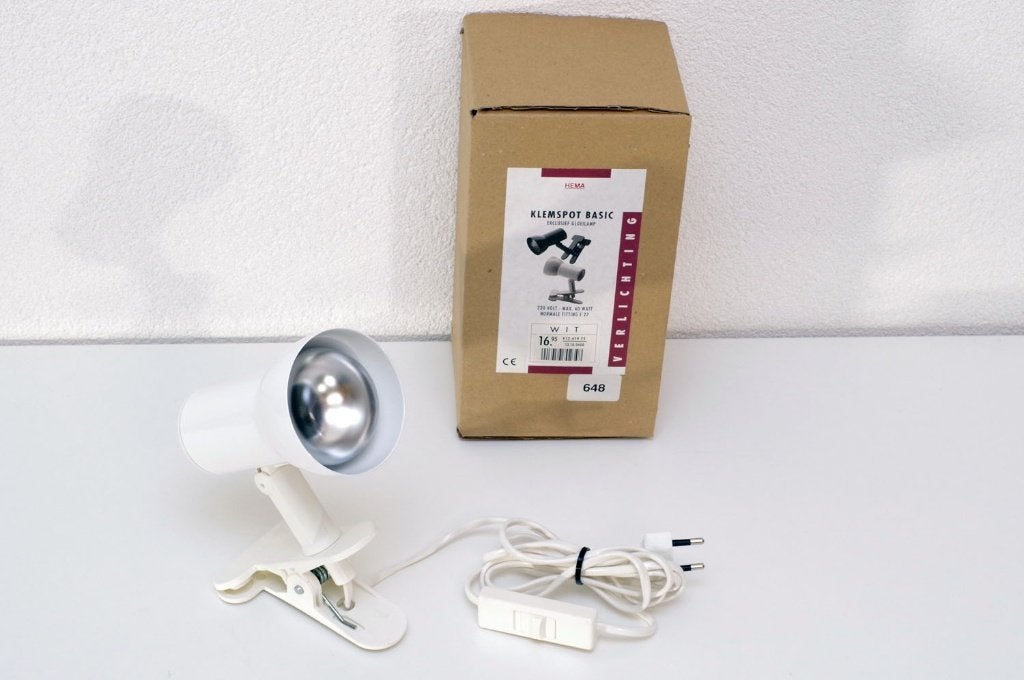 HEMA klemlamp spotlamp E27 max. 60W wit draait & kantelt, Huis en Inrichting, Met schakelaar, Overige typen, Overige merken, Verzenden