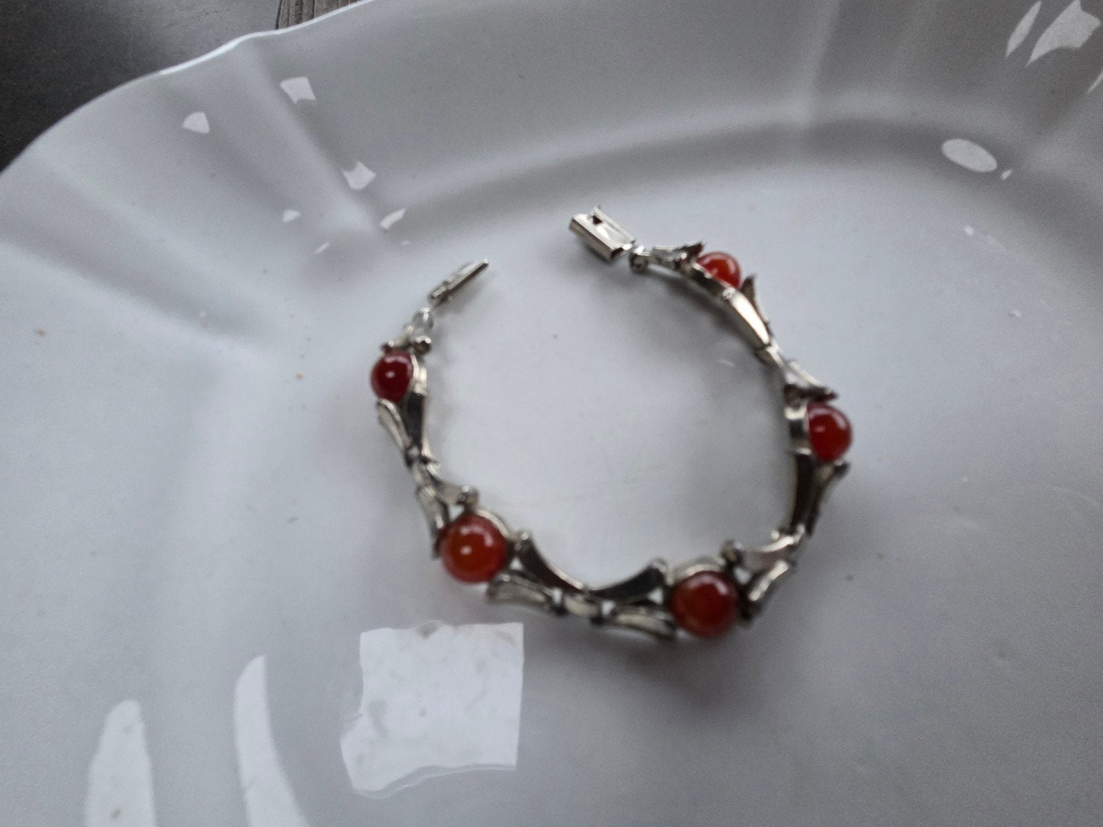 oude art deco armband corneool??, Sieraden, Tassen en Uiterlijk, Verzenden, Gebruikt, Zilver, Overige materialen