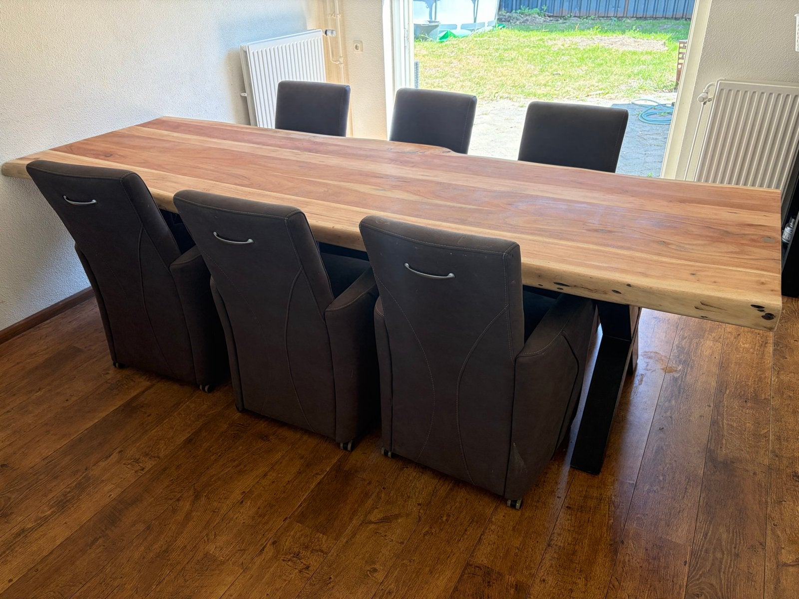 Comfortabele eetkamerstoelen met wieltjes - 6 stuks, Huis en Inrichting, Stoelen, Ophalen, Zo goed als nieuw, Vijf, Zes of meer stoelen