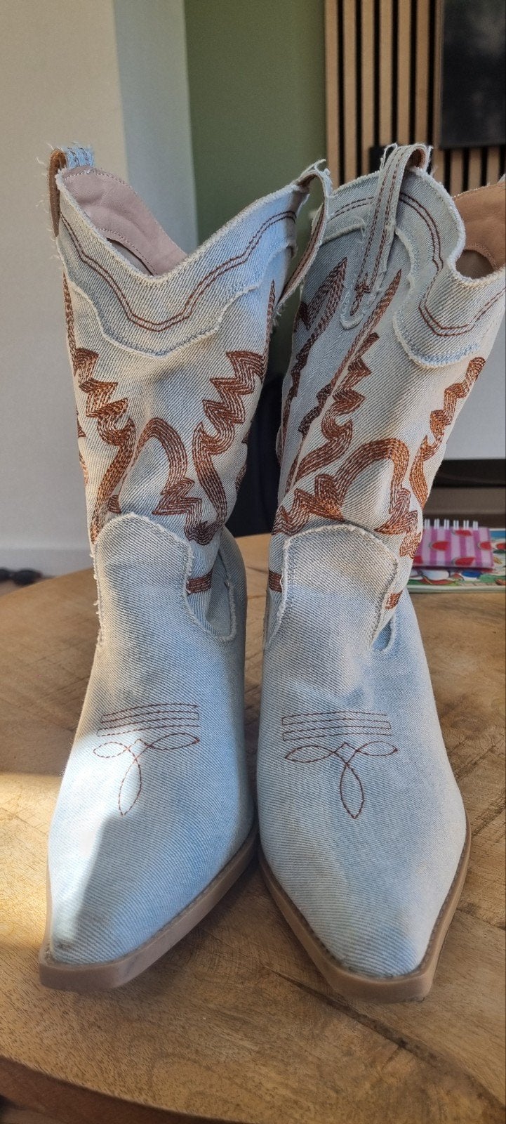 cowboy laarsjes blauw, Ophalen, Hoge laarzen, Blauw, Zo goed als nieuw
