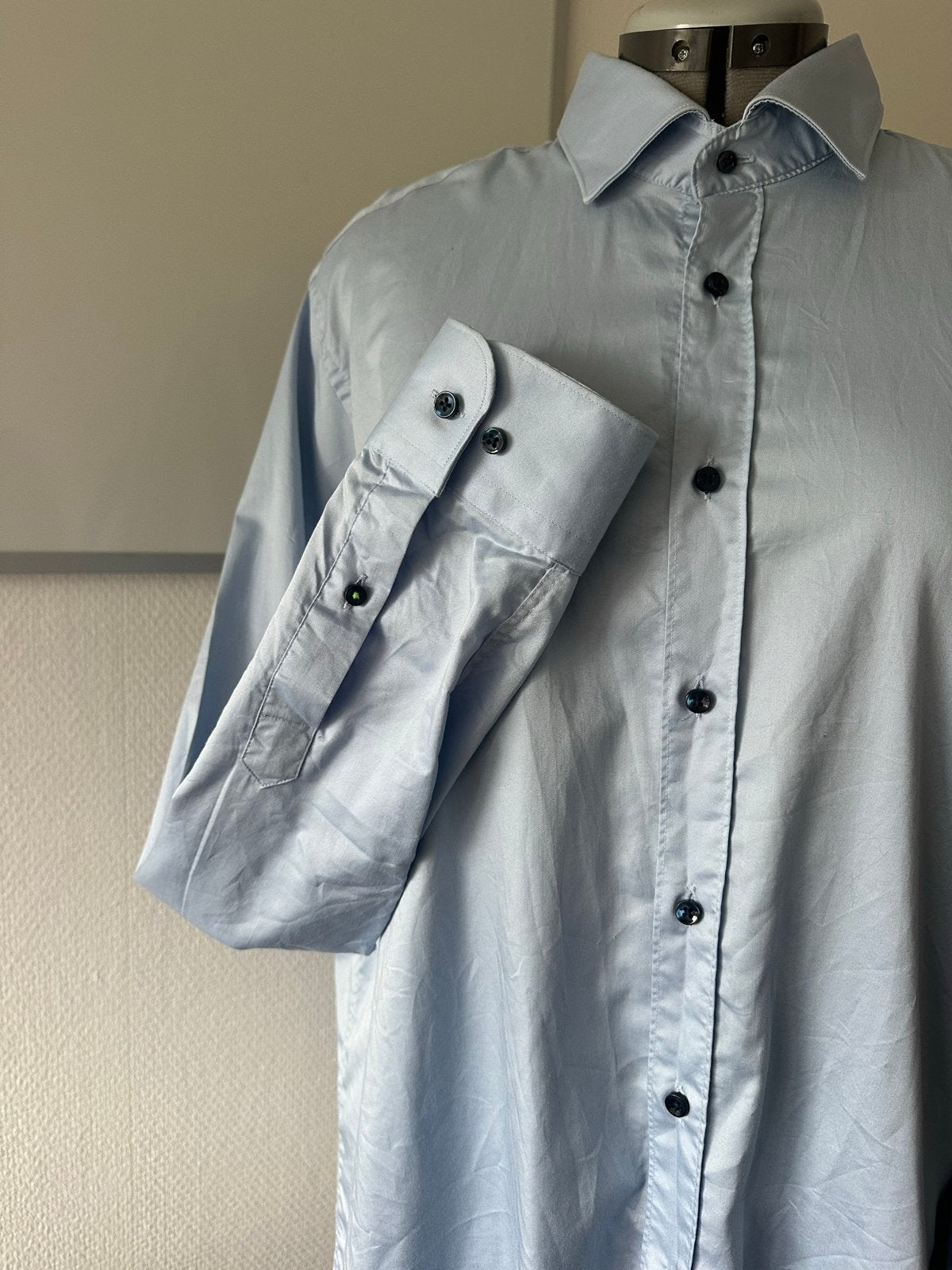 Mr. Signori Slim Fit overhemd - Lichtblauw, Kleding | Heren, Overhemden, Verzenden, Zo goed als nieuw, Blauw, Halswijdte 43/44 (XL)