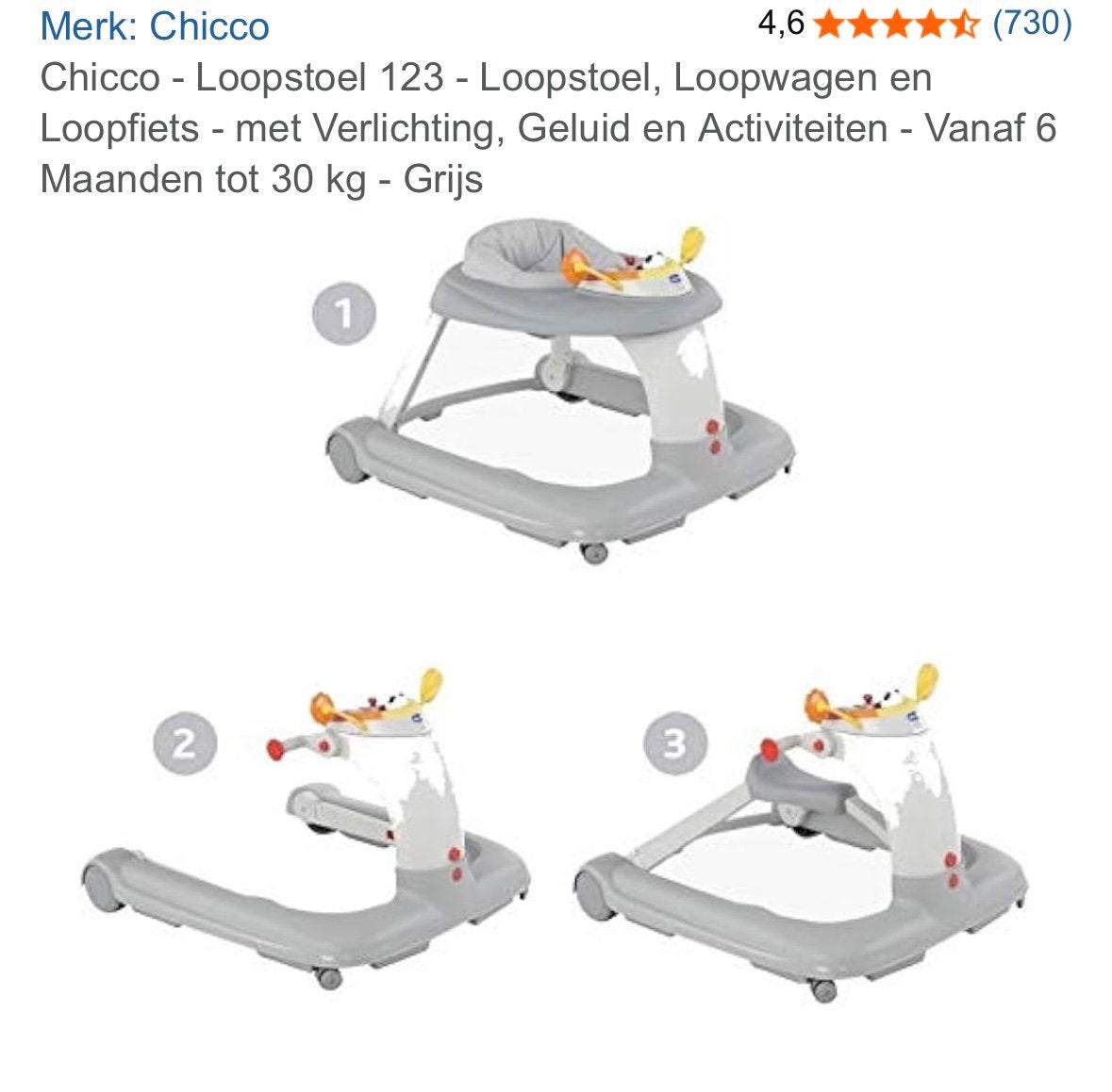 Chicco 123 loopfiets, Kinderen en Baby's, Speelgoed | Buiten | Voertuigen en Loopfietsen, Zo goed als nieuw, Loopfiets, Ophalen
