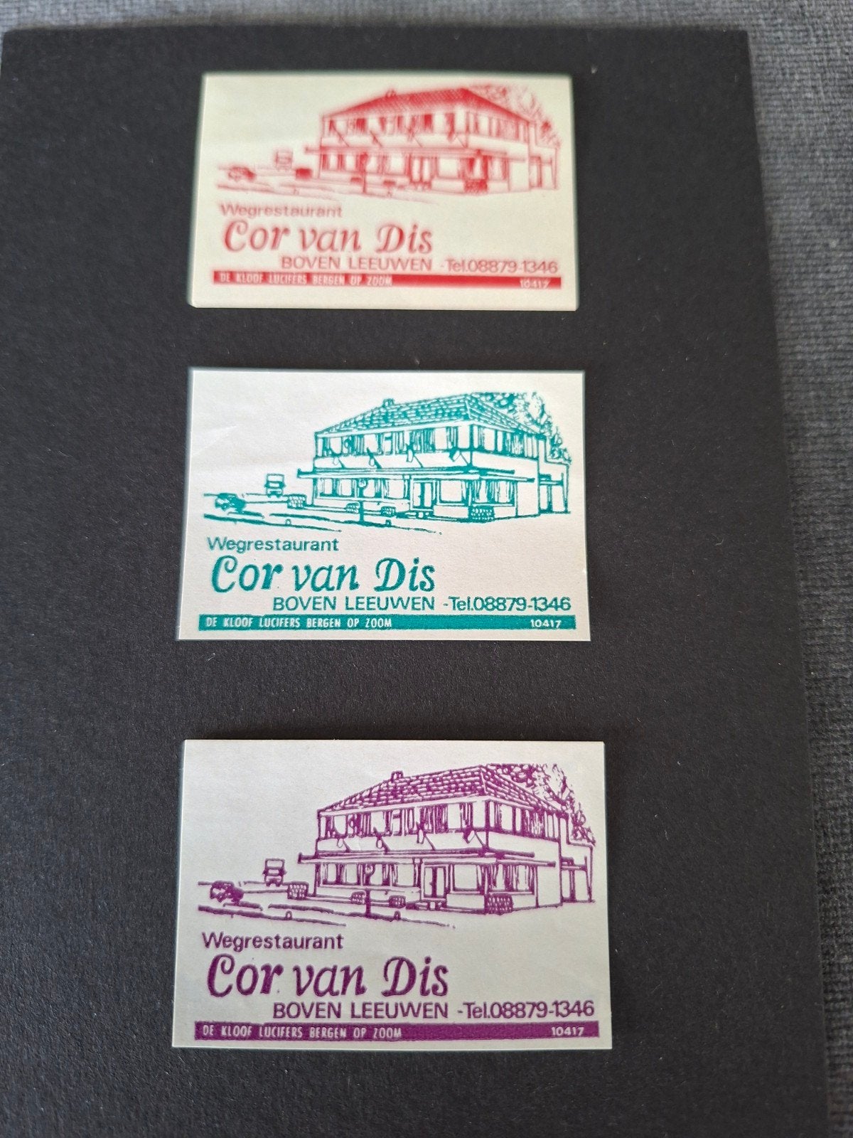 Lucifermerken Boven Leeuwen, Cor van Dis Wegrestaurant, Verzamelen, Verzenden, Zo goed als nieuw, Luciferdoosjes of -merken