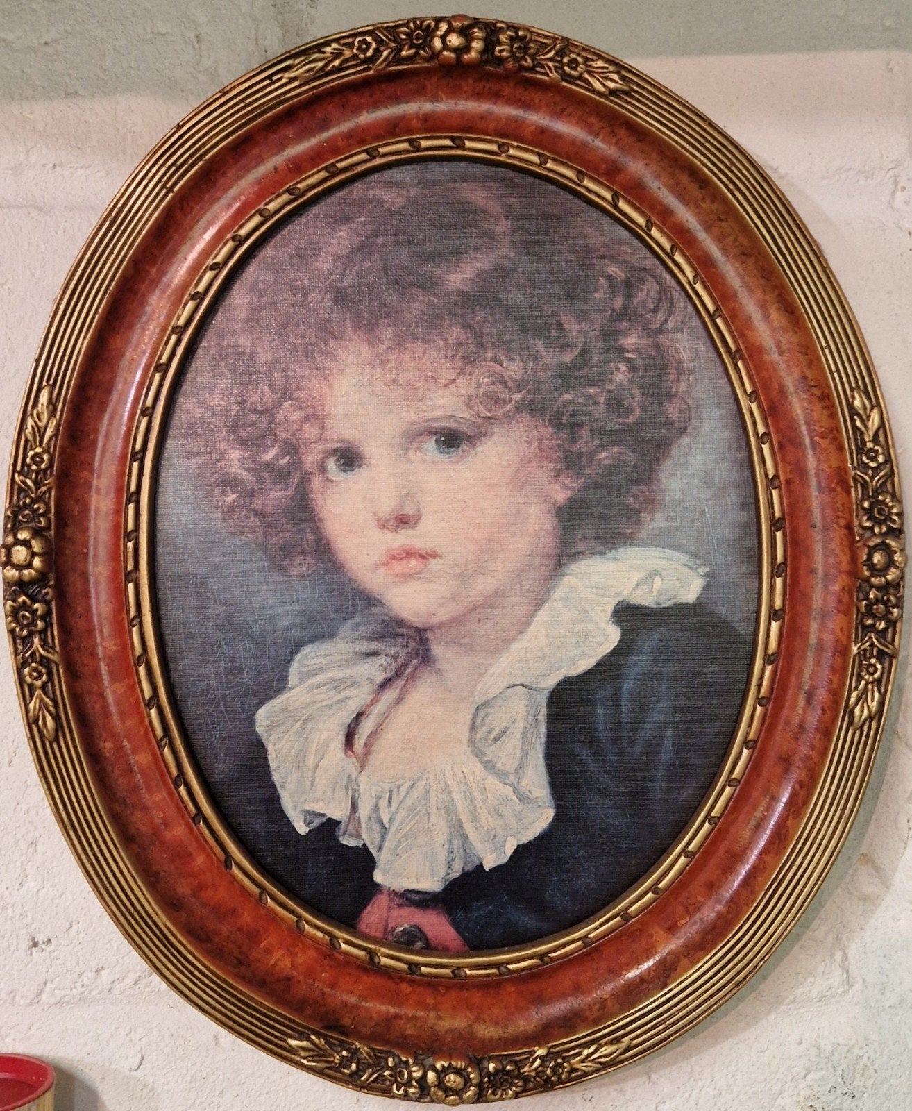 Ovaal schilderij: Portret van een krullend kind, Ophalen, Klassiek, Portret of Personen, Paneel