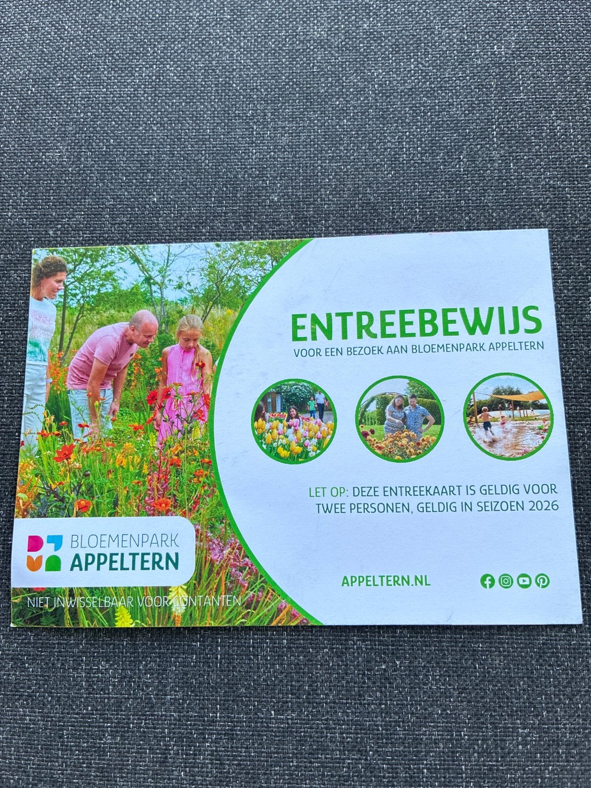 Entreebewijs bloemenpark Appeltern, Tickets en Kaartjes, Twee personen, Ticket of Toegangskaart