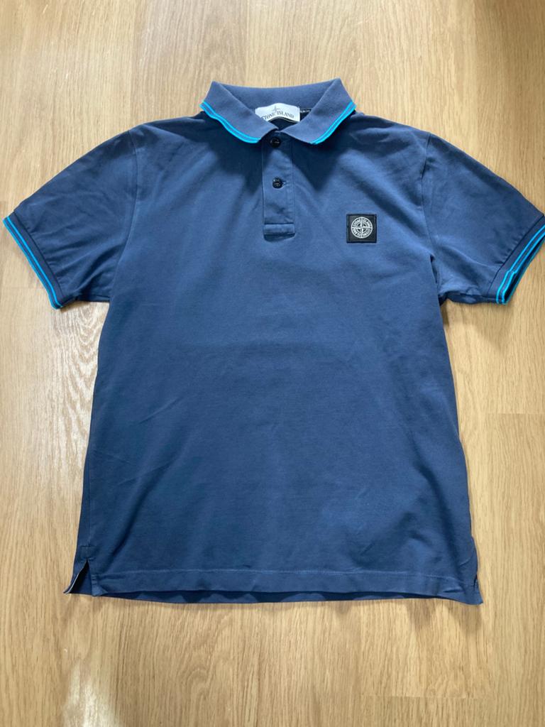 Stone Island Polo - M - Blauw/Grijs - Lichtblauwe Streep, Ophalen of Verzenden, Maat 48/50 (M), Blauw, Stone Island