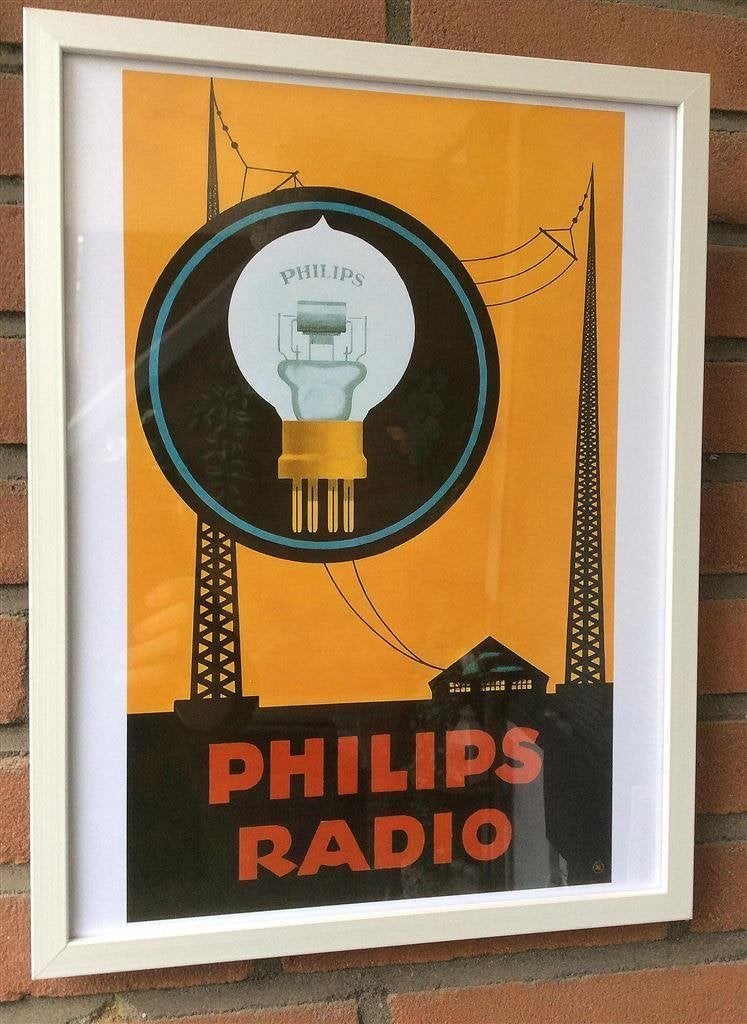 [Poster in Frame] Retro PHILIPS Radio Reclame advertentie, Verzamelen, Verzenden, Nieuw, Reclamebord